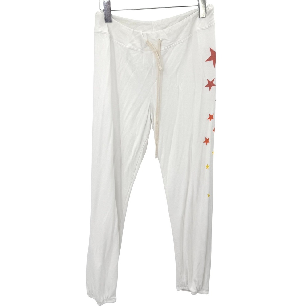 Sundry Star Print Joggers Womens 2 White Lounge USA California Coastal Beachy
